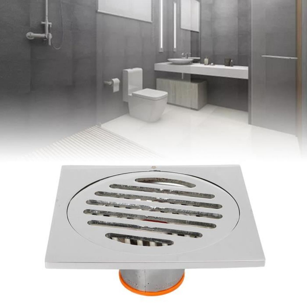 OCEAN Caniveau De Douche En Acier Inoxydable Italien 2 En 1 Siphon 360°, Réglable En Hauteur Avec Desodorisant Et Avec Filtre A Cheveux 60 Cm 91545206