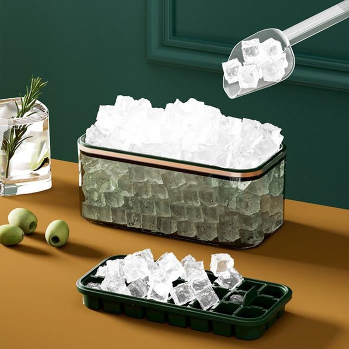 Moule à glaçons en silicone avec couvercle 24grids, glacière domestique Achat / Vente bac