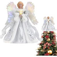 Décorations de Sapin de Noël avec Ange, Haut de Sapin de Noël en Forme d'ange, Topper Sapin de Noël avec LED Chaudes, 20x25cm