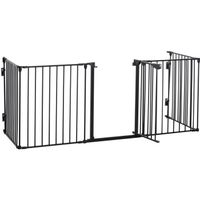 PawHut Barrière de sécurité parc enclos chien modulable pliable porte intégrée 300L max. x 76H cm métal PP noir