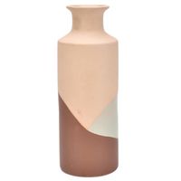 Vase en céramique peint en beige et brun, Vase décoratif en faïence brune, Jarre à ornement ethnique fait à la main, 32 Cm