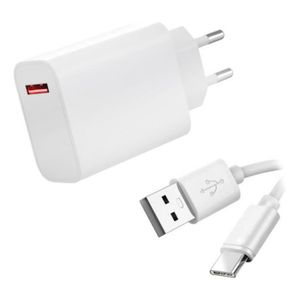 Vhbw Chargeur secteur USB C compatible avec Huawei P20, P30, P40, P30 Pro,  P30 Lite - Adaptateur prise murale - USB (max. 9 / 12 / 5 V), blanc / gris