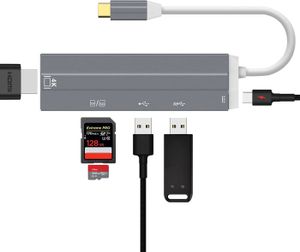 HUB Gris HUB USB-C HDMI 4K Ultra HD 6-en-1 - Adaptateu