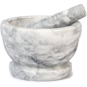 Mortier Avec Pilon En Marbre Blanc/Gris 10 Cm - Home Rombo