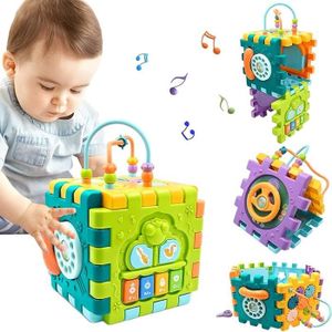 TABLE JOUET D'ACTIVITÉ Musique Cube d'Activités pour Bébé 6-18 Mois - 6 en 1 Jouets d'apprentissage Précoce avec Labyrinth Beads Motor Skill Cadeaux