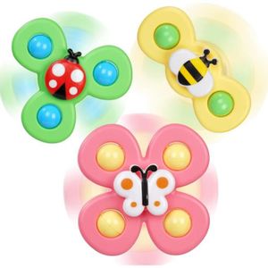 Jouets à Ventouse, Jouets de Bain Bébé,3 Pcs Spinner Jouets Sensoriels Éducatifs,Jouets de Bain Baignoire ,Jouets De Douche,Abeille Papillon Coccinelle Cadeaux d'anniversaire pr Garçons Et Filles