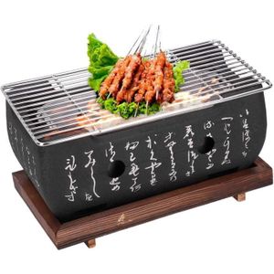 BARBECUE Barbecue Japonais - Barbecue Au Charbon De Bois Chromé - Portable - Rectangulaire - Avec Grillage Métallique - Mini Poêle À [n454]