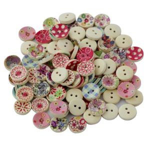 50x 20mm Rond 2 trous Mixtes Peintes Boutons en Bois Pour Scrapbooking DIY Décor