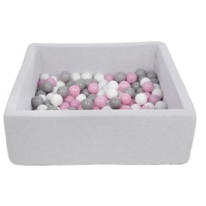 PISCINE À BALLES Velinda - 24171 - Piscine à balles pour enfant, dimensions: 90x90 cm, Aire de jeu + 150 balles blanc,rose clair,gris