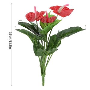 FLEUR ARTIFICIELLE Fleur artificielle, fleurs rouges en plastique d'Anthurium pour le décor de jardin de maison de mariage