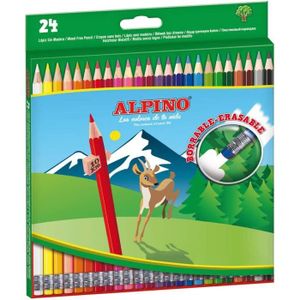 CRAYON DE COULEUR Alpino 24 crayons de couleur effaçables  Crayons effaçables avec la gomme de la même couleur que la mine  Élimine les petites er264