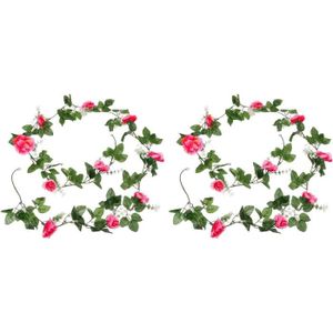 FLEUR ARTIFICIELLE Guirlande de fausses fleurs en filigrane artificielles en rotin, 2.1M, décoration extérieure pour la maison, fête de mariage[r10374]