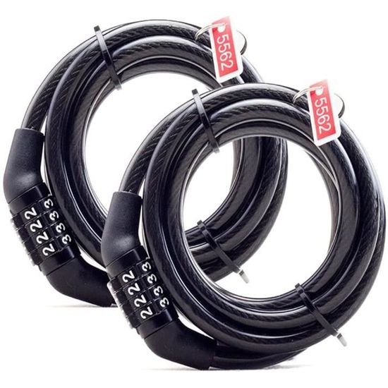 Câble Antivol Vélo 5m Acier 12mm – Relaxdays, Avec Boucles, Neuf