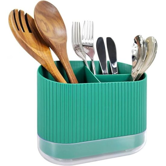 Porte-ustensiles De Cuisine Avec 3 Compartiments, Grand Organisateur D