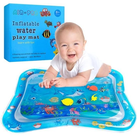 Tapis d'eau Gonflable de bébé - Swonuk - Dessin océan - Sans BPA et sans phtalates - Bleu - 66 * 50 cm