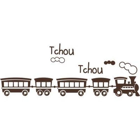 Sticker Bebe Garcon Petit Train Et Texte Pour 55 X 36 Cm Chocolat Cdiscount Maison