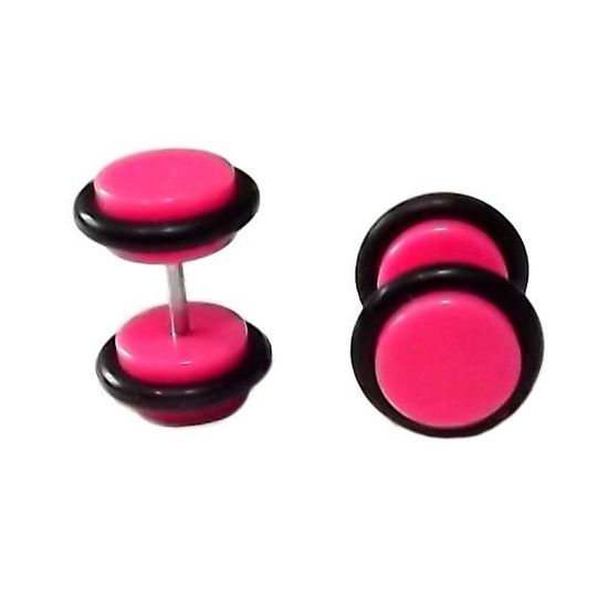 10MM Bois Cercle Boucles D'oreilles Homme Femmes - Bouchon D'oreille Faux - Jauge D'oreille Faux Cheater Fake - 1 Paire