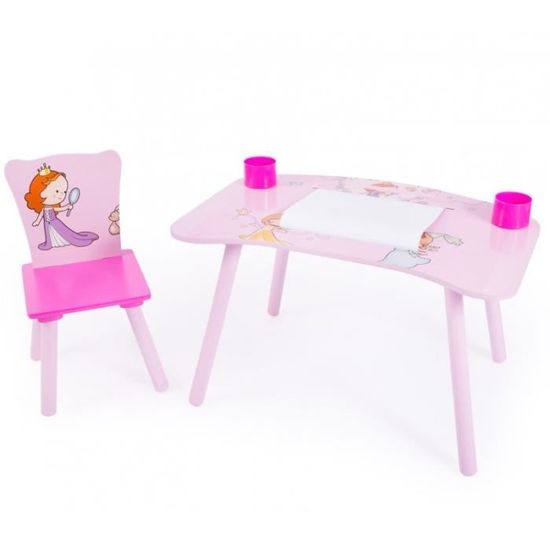 Bureau table à dessin pour enfant avec chaise + rouleaux papier motif princesse APE06007