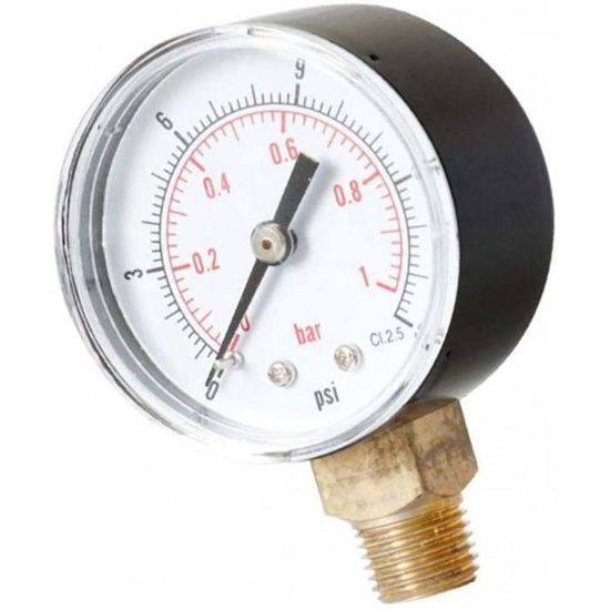 Manomètre Radial TS-Y504 0-160 PSI / 0-11 Bar - Pour Huile, Air, Eau, 1/4 BSP, Neuf Sous Emballage