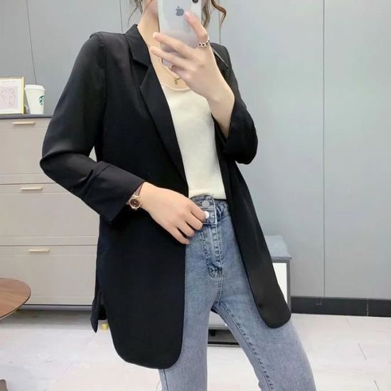 Blazer Femme élégant Manches Longues - Veste De Costume Coloris Uni Pour Automne Hiver