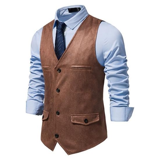 Gilet De Costume Homme Sans Manches - Uni, Coupe Ajustée, Respirant - Pour Mariage, Business, Décontracté