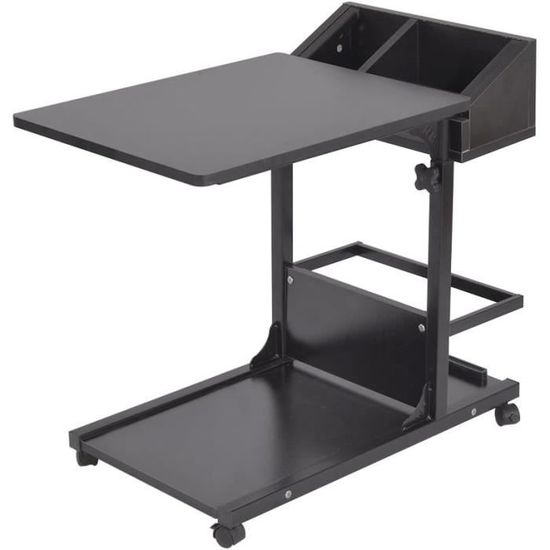 Table D'Appoint Réglable En Hauteur 60x40 Cm Avec Roulettes - Blanc