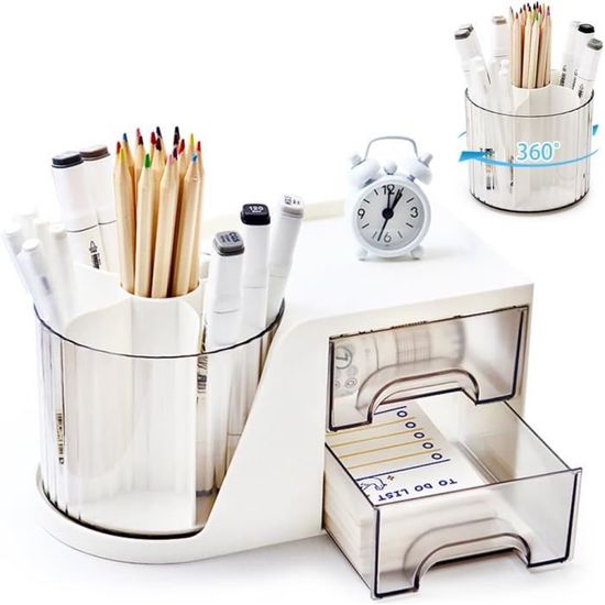 Organiseur De Bureau En Maille Rose - Range-stylos Multifonction Avec Tiroir