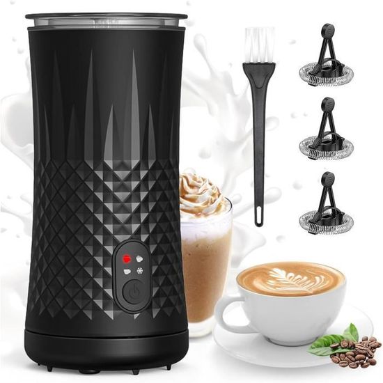Mousseur à Lait électrique 4 En 1 - Acier Inoxydable 304, Capacité 500 Ml - Pour Mousse Chaude Ou Froide, Latte, Cappuccino, Chocolat Chaud - Compact Et Facile à Nettoyer