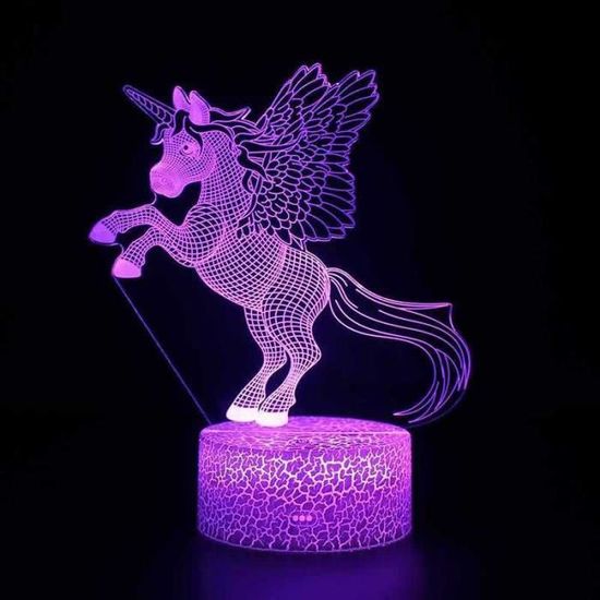 3D led Veilleuse 7 Couleurs cheval + Usb Touch + télécommande Lampe de table bureau Cadeau Enfant Noël créatif lampe de table 16