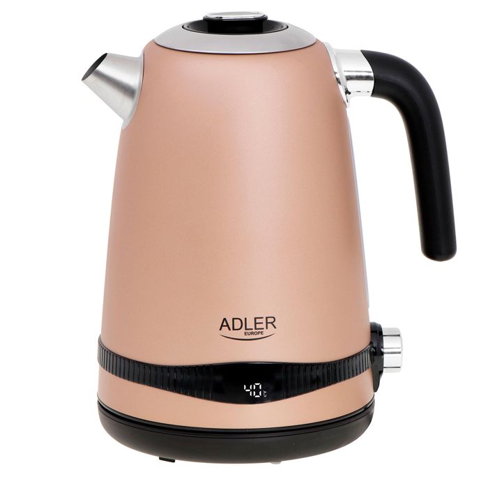 Bouilloire, Vintage, 1,7 L, sans BPA, Contrôle de Température, Inox., sans Fil Adler AD1295potencia