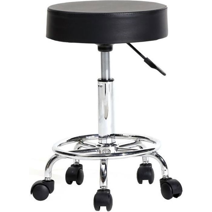 Tabouret cosmétique roulette pivotante 360 ° réglable- tabouret salon Spa beauté Chaises-33*33*64.5cm-NOIR