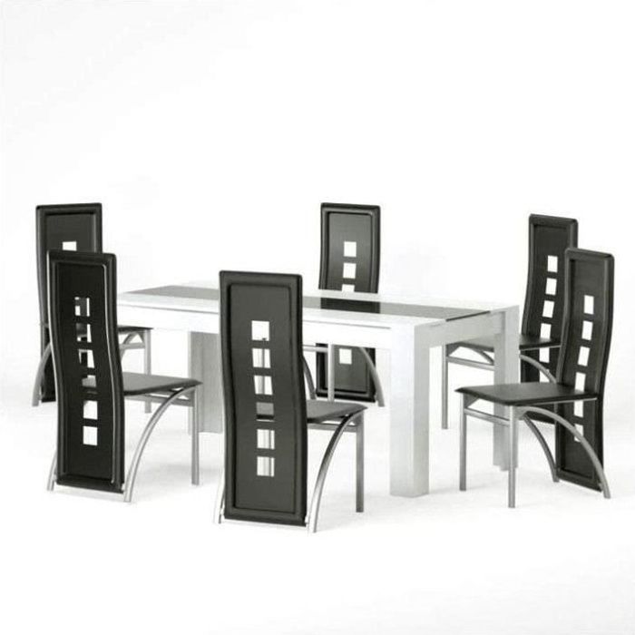 Lot de 6 Chaises de salle à manger Noir Cuir artificiel design moderne
