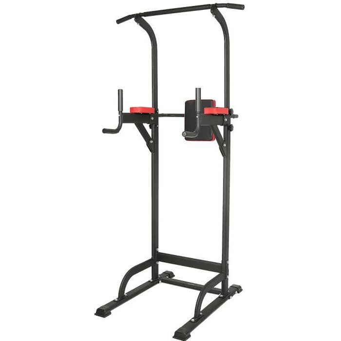 Barre de Traction pour Musculation à Domicile - Chaise romaine - noir et rouge