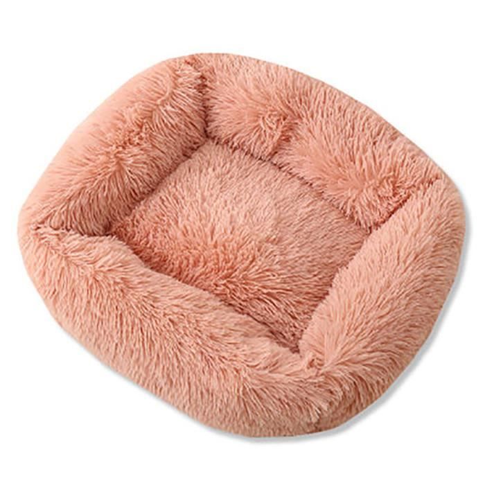 Carré Super doux chien lit chaud en peluche chat tapis chien lits pour grands chiens chiot lit maison nid coussin (S,Crevette rose)
