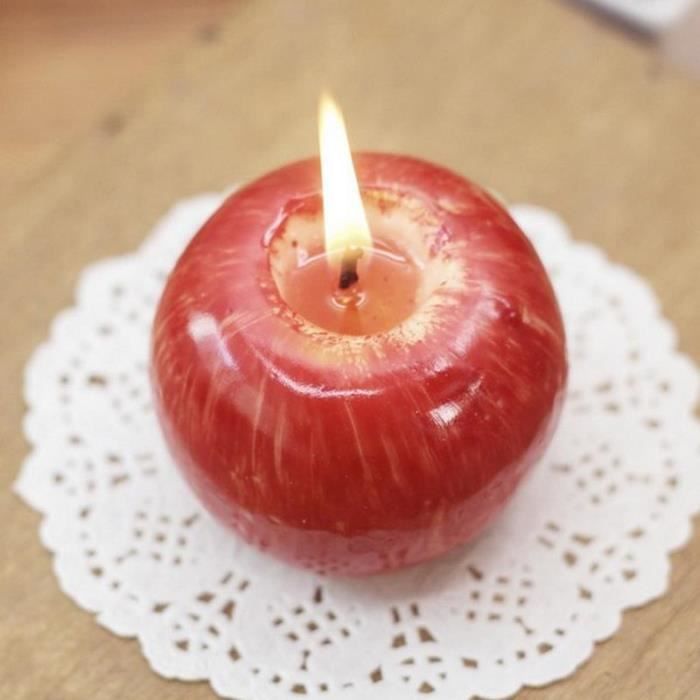 Accueil Pomme rouge Forme Fruit Bougie parfumée Cadeau Décoration de mariage Saint-Valentin Lampe à bougies de Noël/taille S