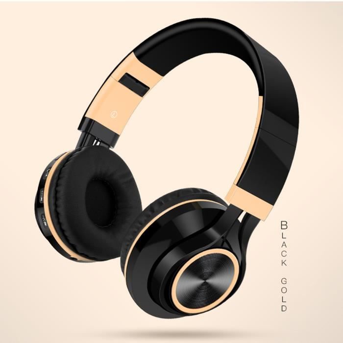 Casque stéréo hi-fi sans fil pliable avec écouteurs Bluetooth avec carte micro SD - TF_Accessoires621