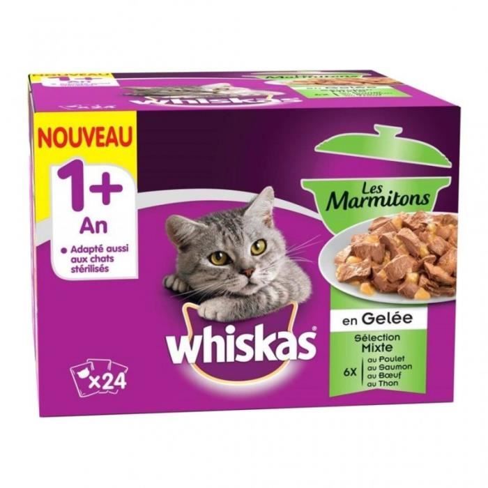 Whiskas 1 an et Plus Les Marmitons en Gelée Sélection Mixtes par 24 (lot de 2 soit 48 sachets)