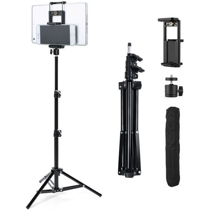 Trépied Réglable 1,1 M Appareil Photo Téléphone Tablette Support Universel Noir