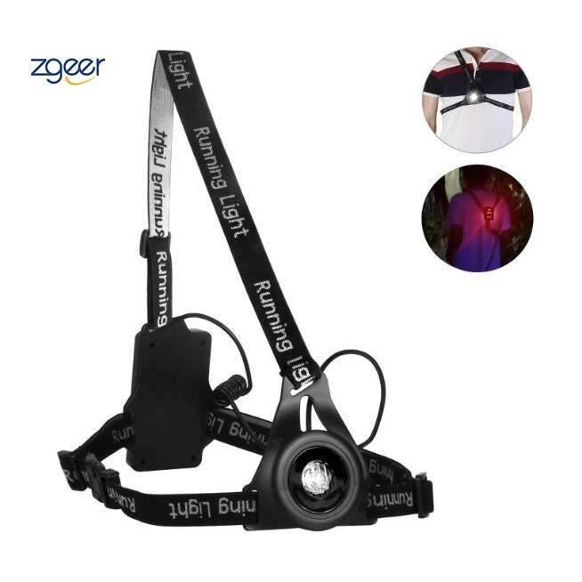 Eclairage pour Course, Lampe Frontale USB LED Rechargeable 3 Modes Running Eclairage de Poitrine Confortable et Idéal pour Jogging