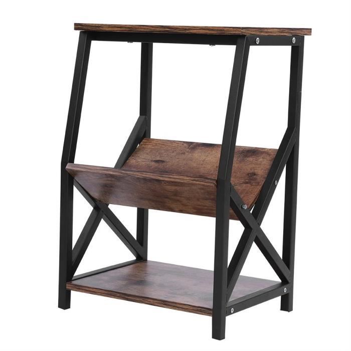 Porte-revues avec Tablette en Bois Table d'appoint Table Console Porte-magazine Bout de Canapé Porte Revue -BOH