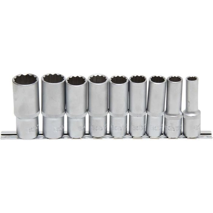 JEU DE 9 DOUILLES LONGUES 12 PANS BGS CARRE 1/2 DE 10 A 24 MM