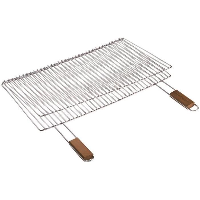 COOK Grille barbecue double rectangulaire - 60 x 40 cm