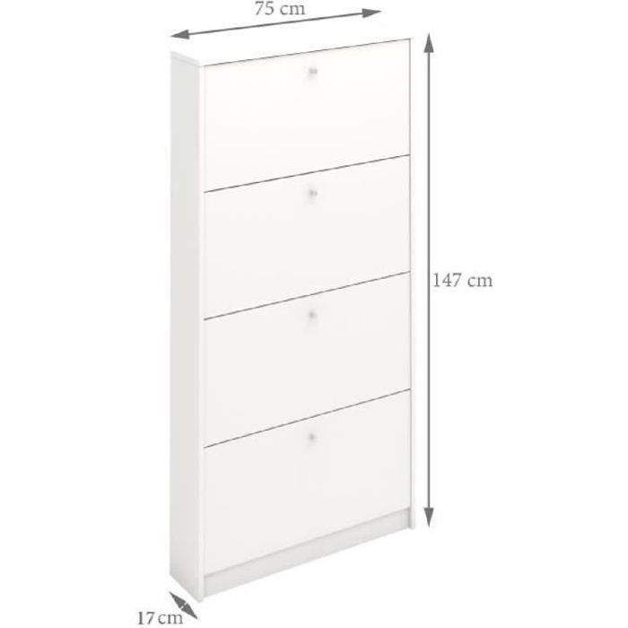 FINLANDEK Meuble à chaussures KUIVA contemporain blanc mat - L 75 cm