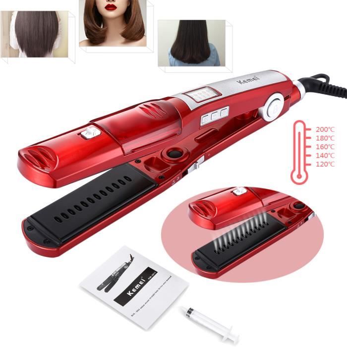 Lisseur Cheveux redresseur de vapeur,Degrés réglable Fer à Lisser Curleur Rapide Styling Outils Professionnel Plat céramique plaques