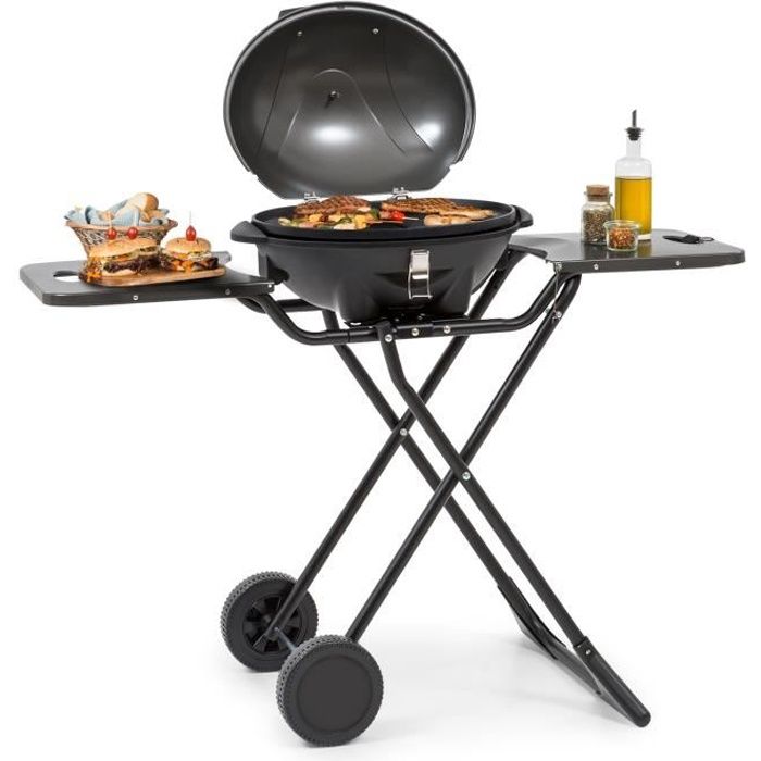 Klarstein Tafelspitz Barbecue électrique pliable & mobile 1600W - Plancha sur pieds - surface de cuisson grill antiadhésive - noir