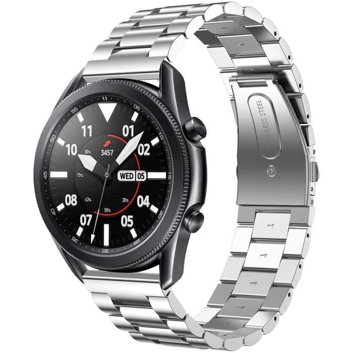 Bracelet Compatible avec Huawei Watch GT 2 46mm & GT 2 Pro & Xiaomi Mi Watch & Gear S3, Bracelet de Rechange en Acier INOX, Argent