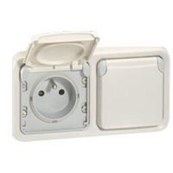 Legrand - Double prise étanche Plexo 2 * 2 P + T encastrée. Blanc