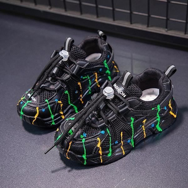 Chaussures enfants lumineuses,Enfants chaussures colorées filles baskets gar?ons chaussure lumineuse enfants Pu maille course forma
