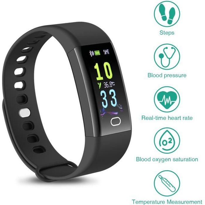 Bracelets d’activité forme, sport & bien-être, Fréquence cardiaque, pression artérielle, température, surveillance de l'oxygène dans