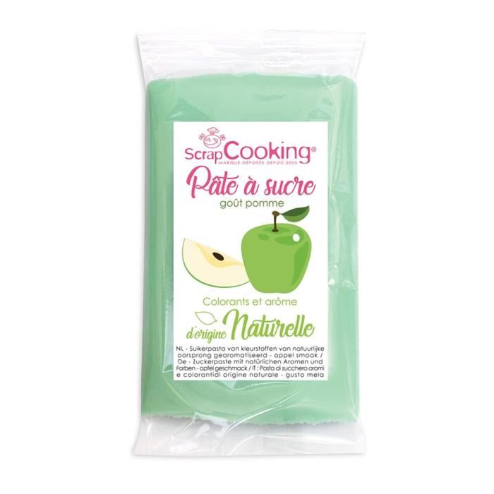 Pâte à sucre vert goût pomme 250g - Scrapcooking Vert